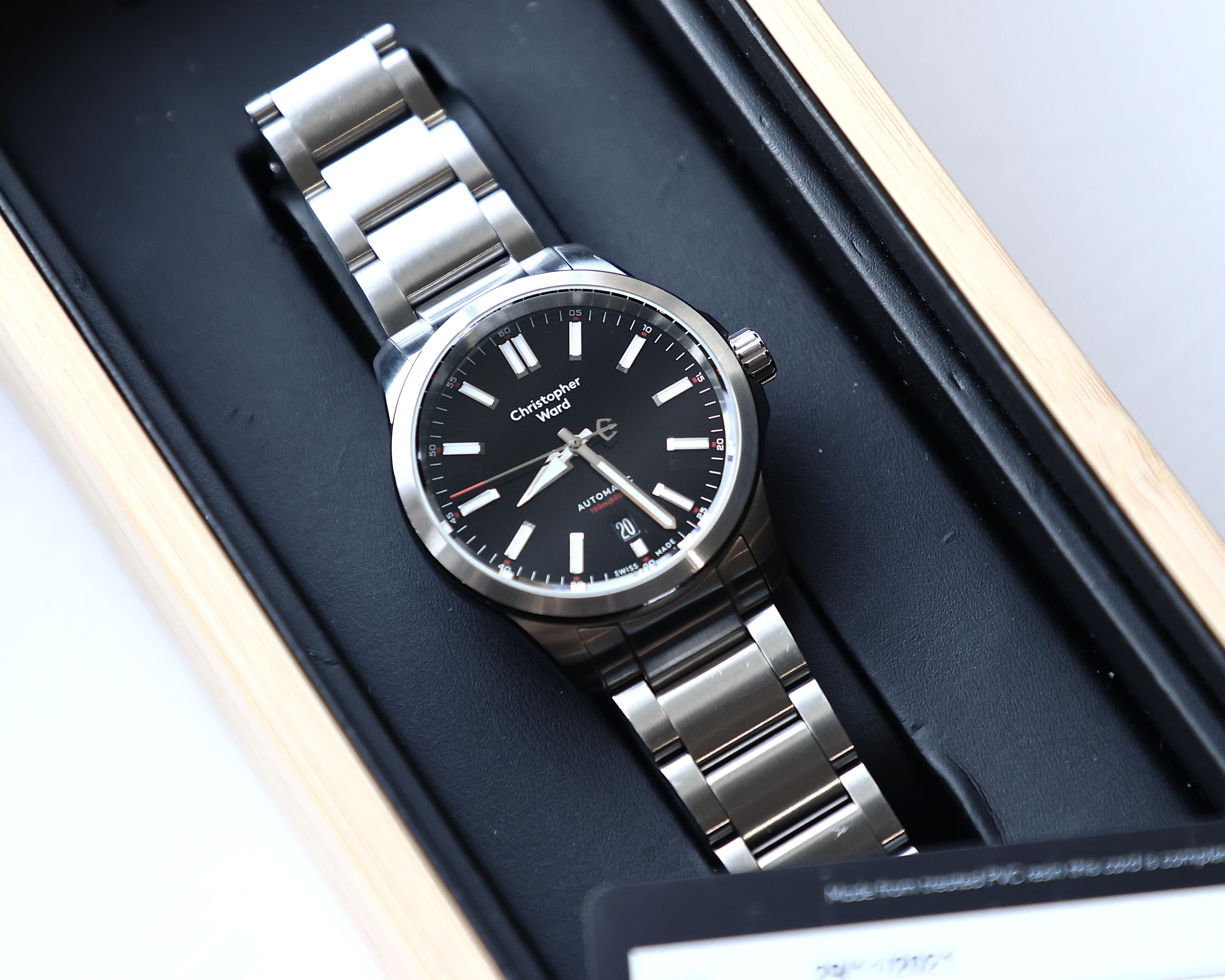 Christopher Ward C63 Sealander Black Dial Automatic Watch 39mm Case w/ Bracelet