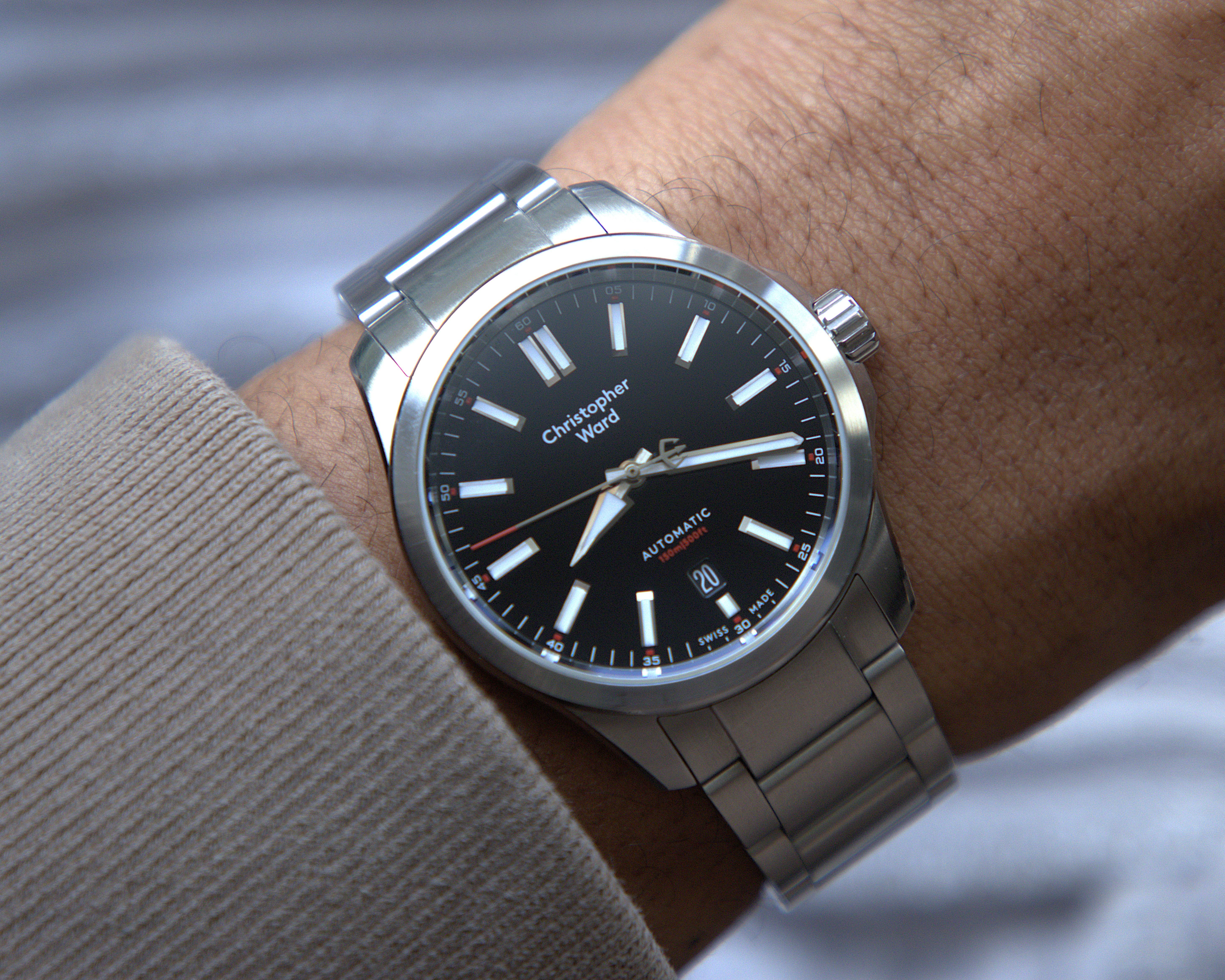 Christopher Ward C63 Sealander Black Dial Automatic Watch 39mm Case w/ Bracelet