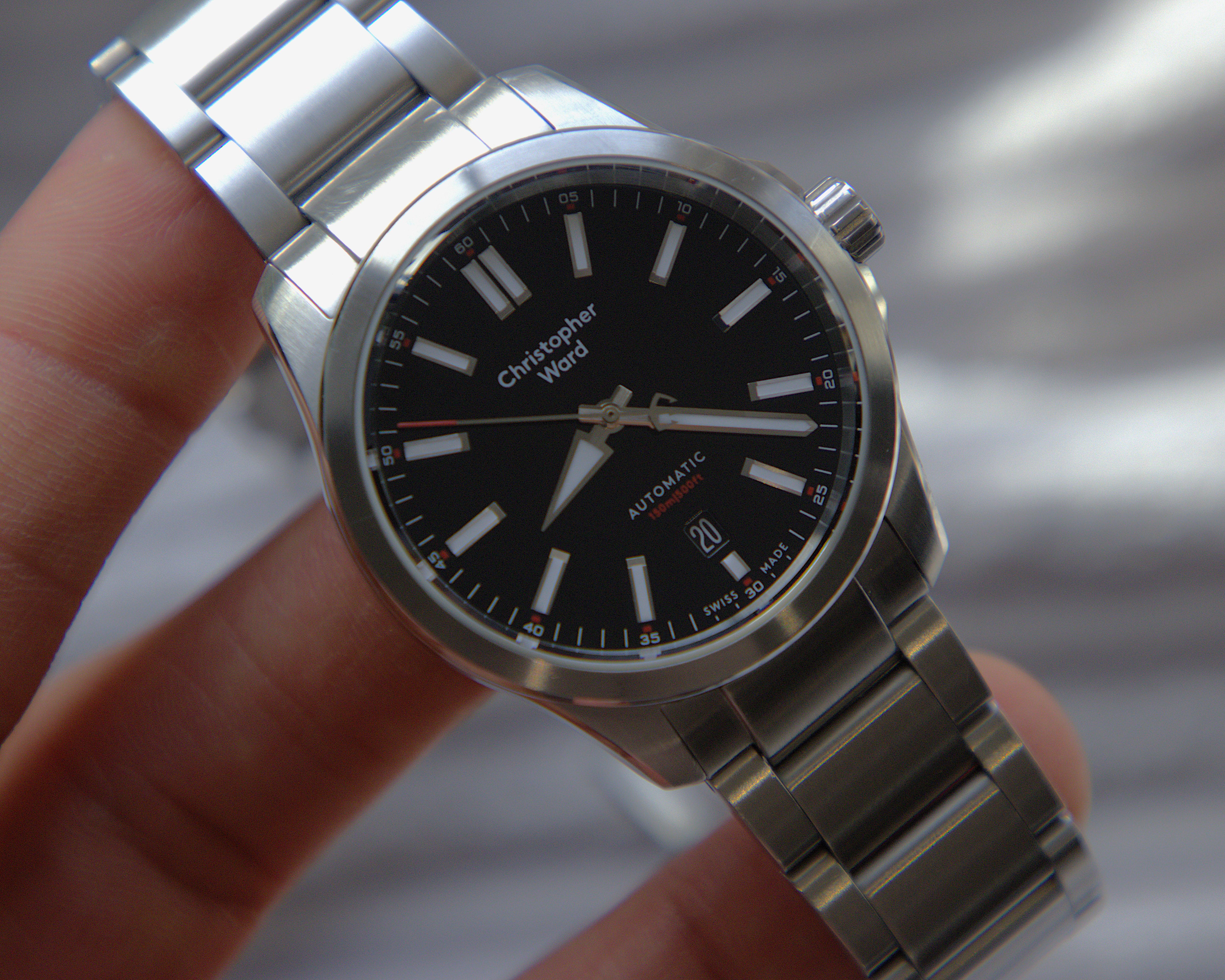 Christopher Ward C63 Sealander Black Dial Automatic Watch 39mm Case w/ Bracelet