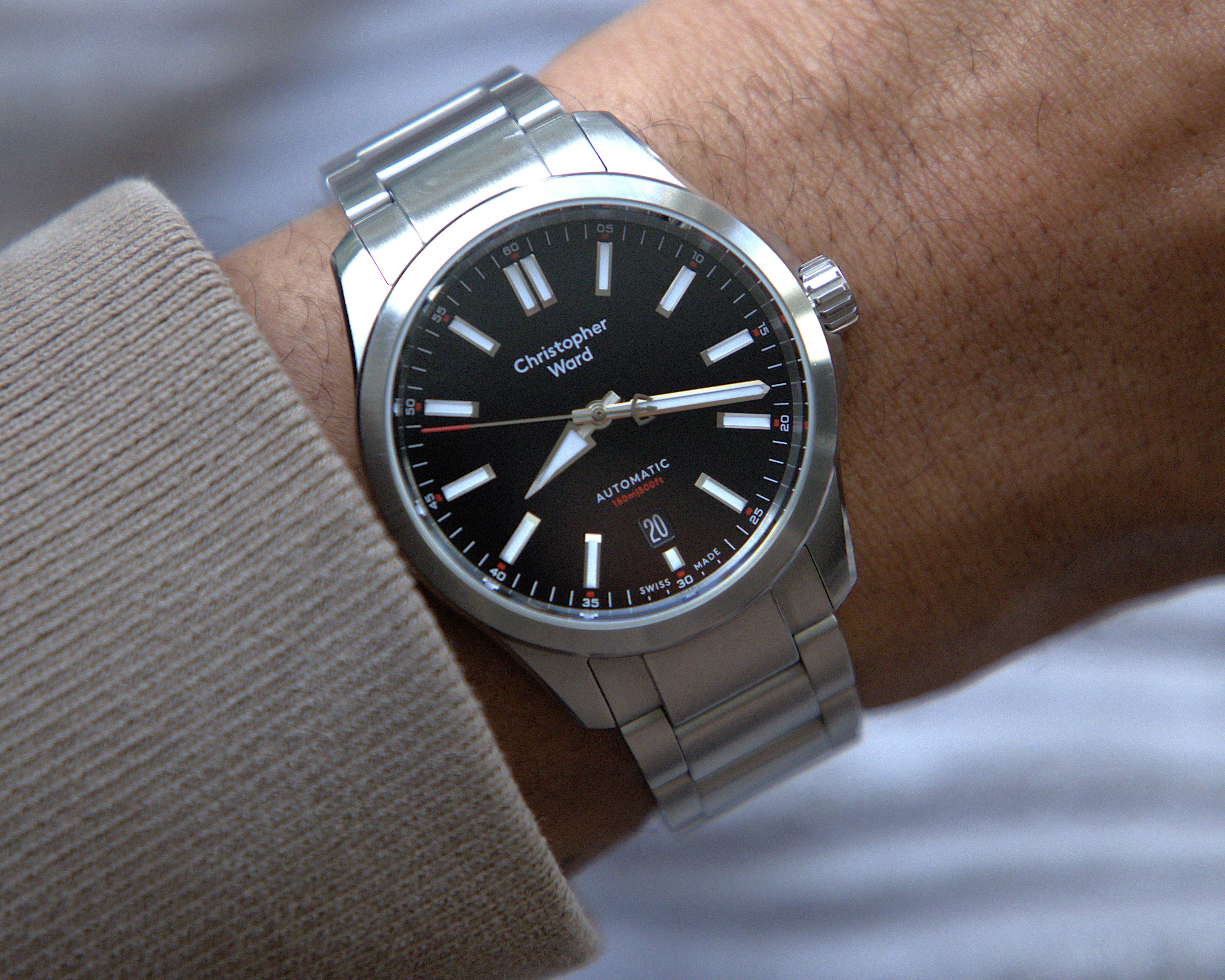 Christopher Ward C63 Sealander Black Dial Automatic Watch 39mm Case w/ Bracelet