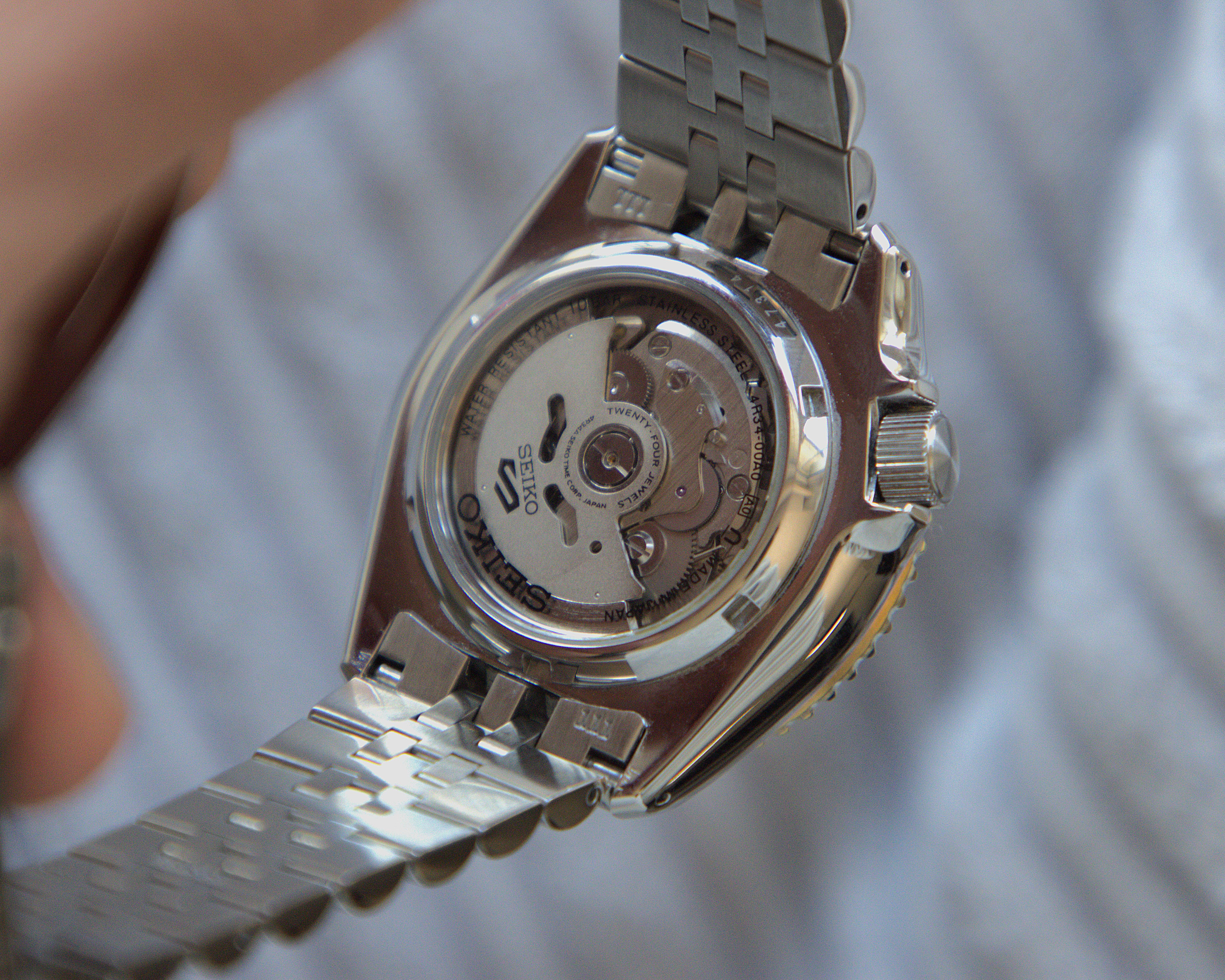 Seiko 5 Sports Grey Dial GMT Gold Accents Bezel SSK021K1