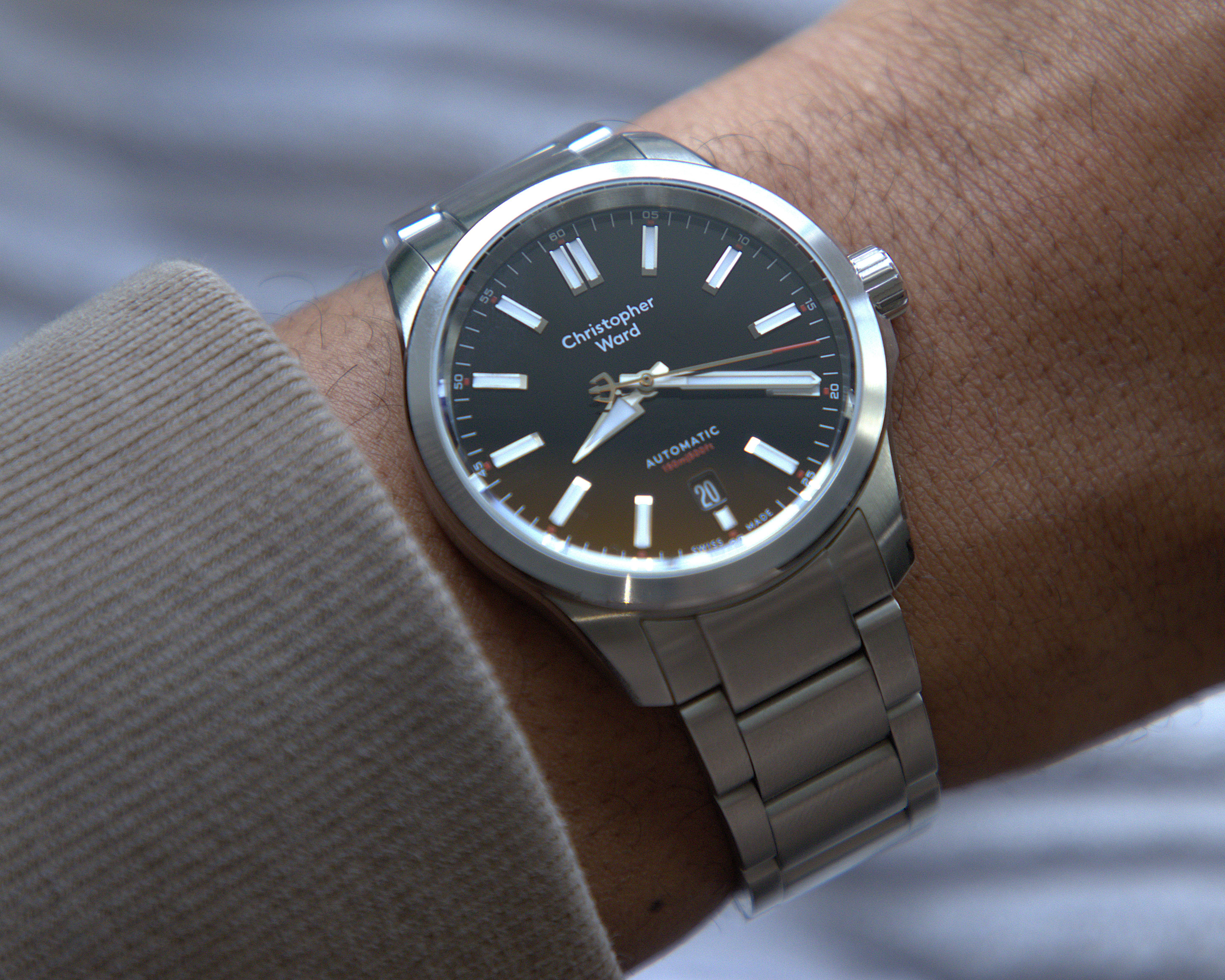 Christopher Ward C63 Sealander Black Dial Automatic Watch 39mm Case w/ Bracelet