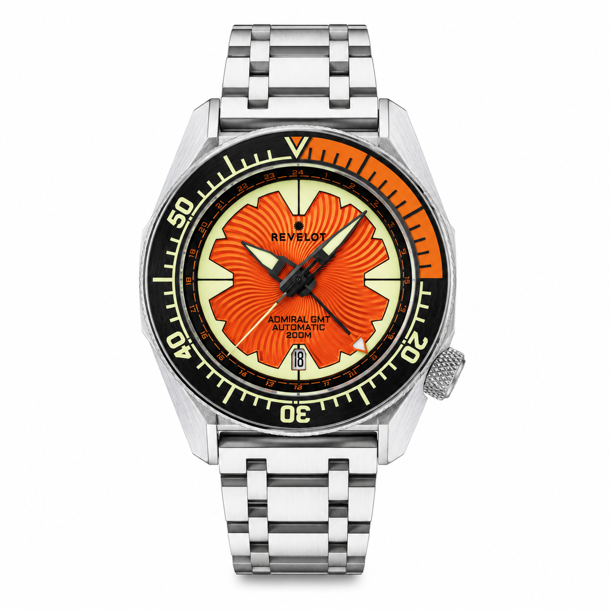 Revelot R10 Admiral GMT Molten Steel – Seiko NH34 Automatic Watch - RRP £312