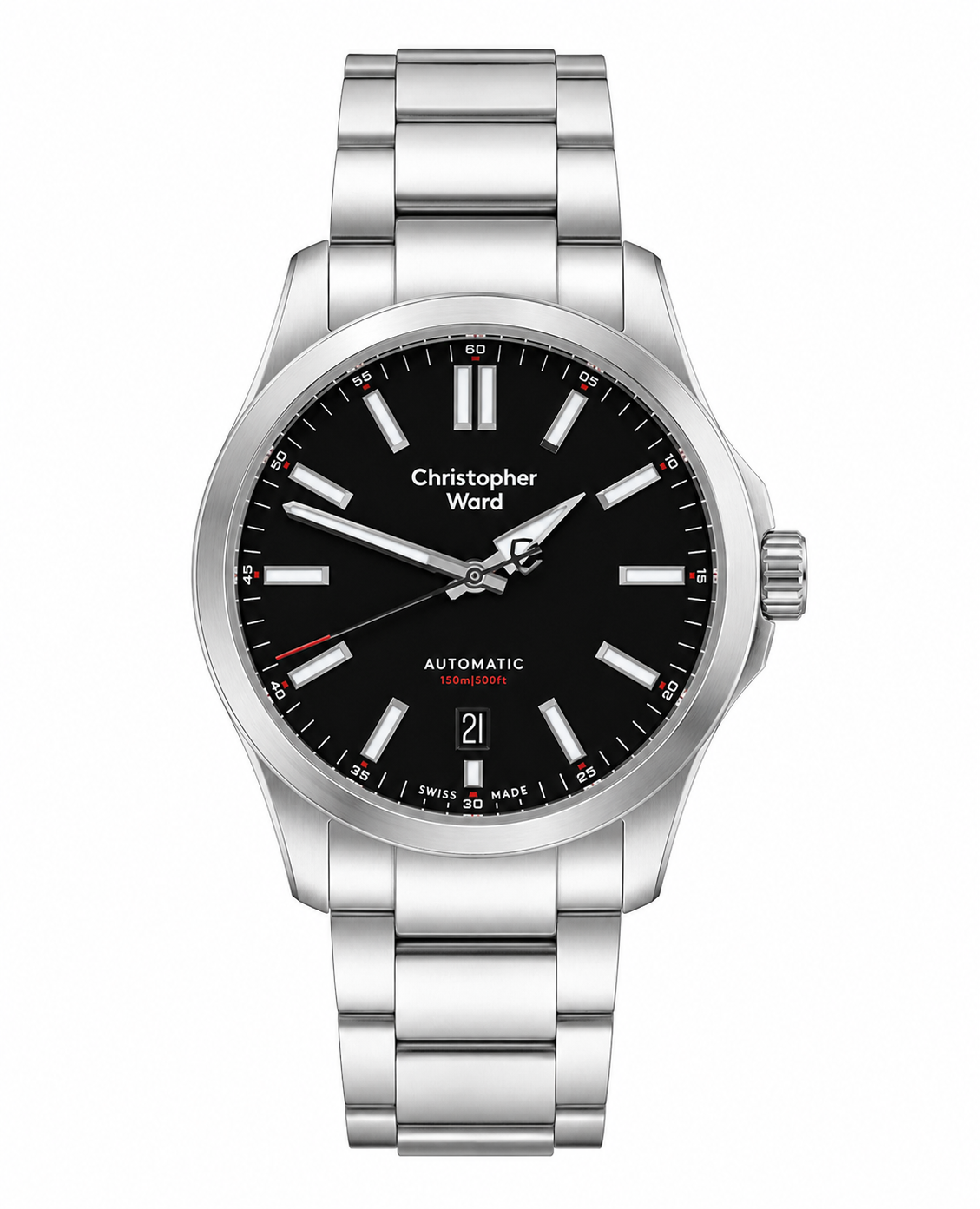 Christopher Ward C63 Sealander Black Dial Automatic Watch 39mm Case w/ Bracelet