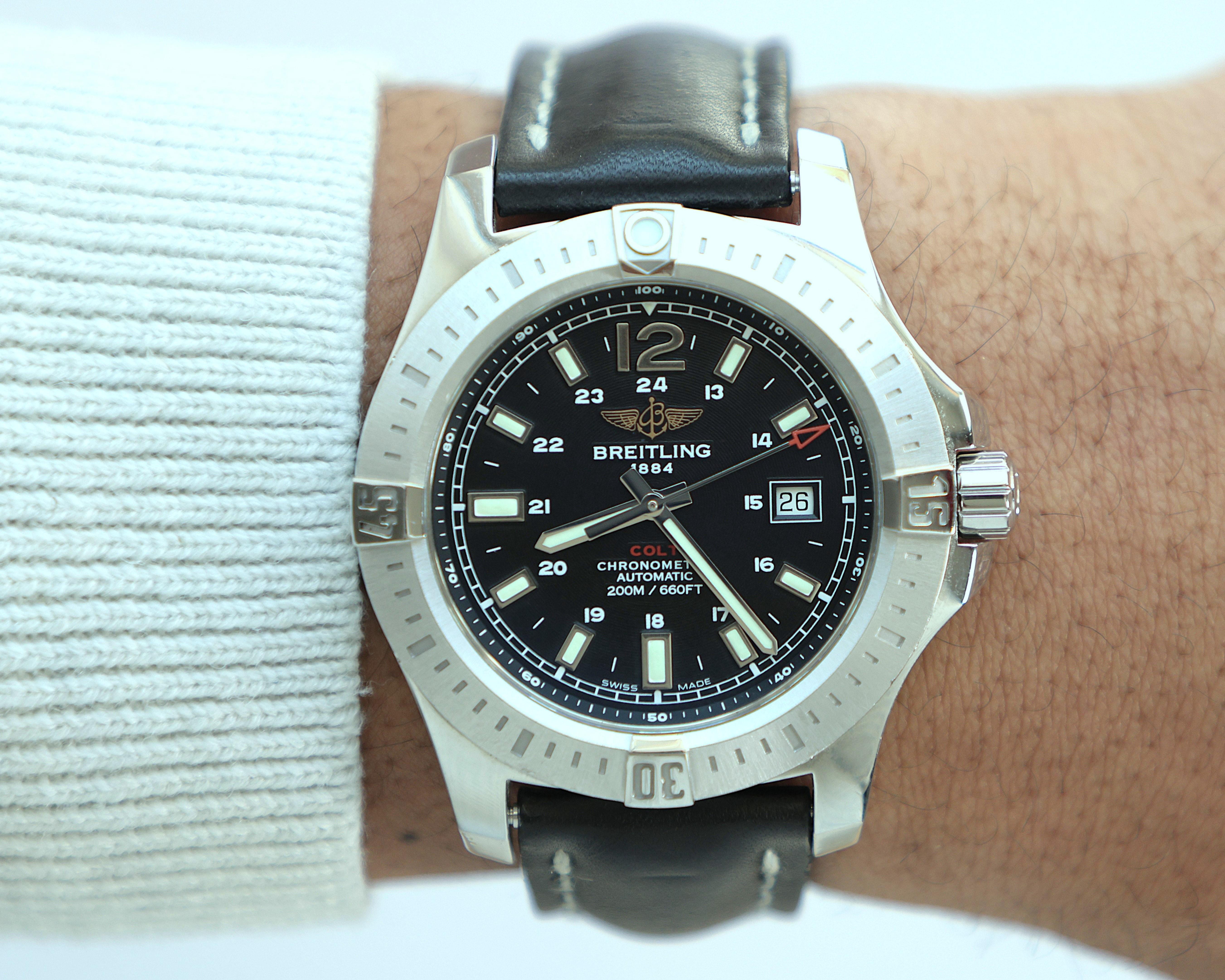 Breitling Colt Automatic 38mm A17388 Black Dial – Full Set – Serviced – COSC