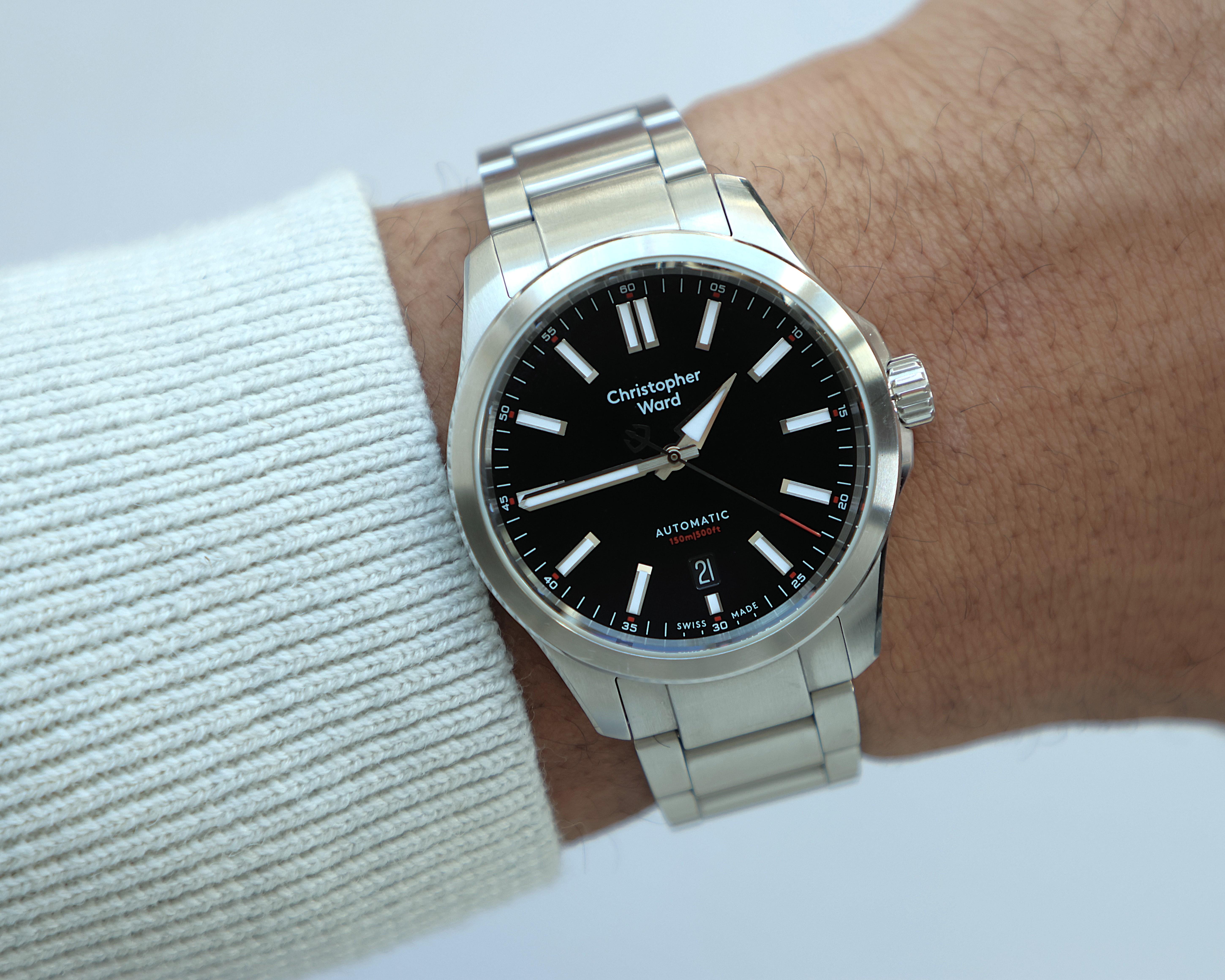 Christopher Ward C63 Sealander Black Dial Automatic Watch 39mm Case w/ Bracelet