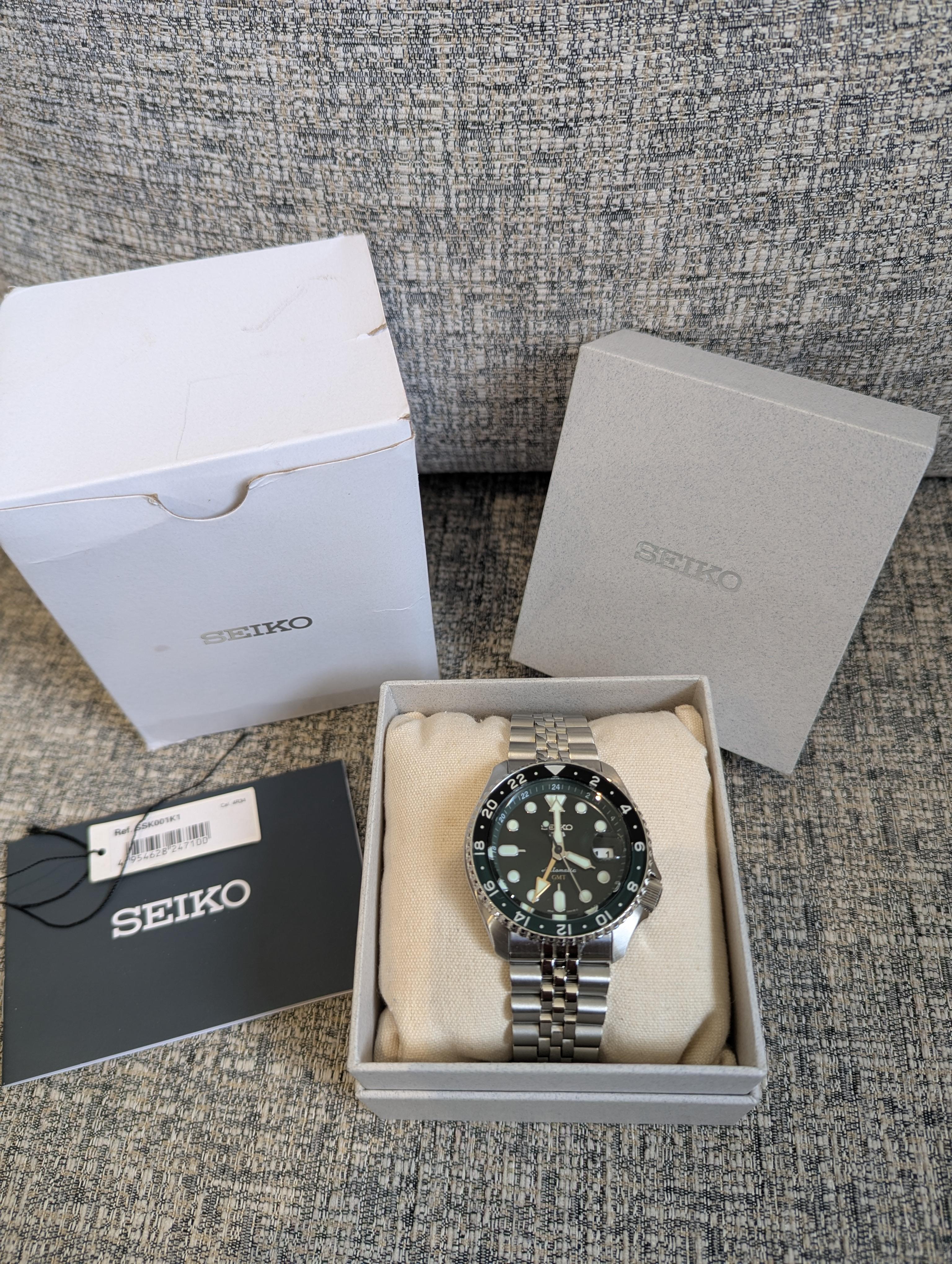 Seiko 5 Sport Automatic Watch GMT SKX Green Dial Men's Watch SSK035K1