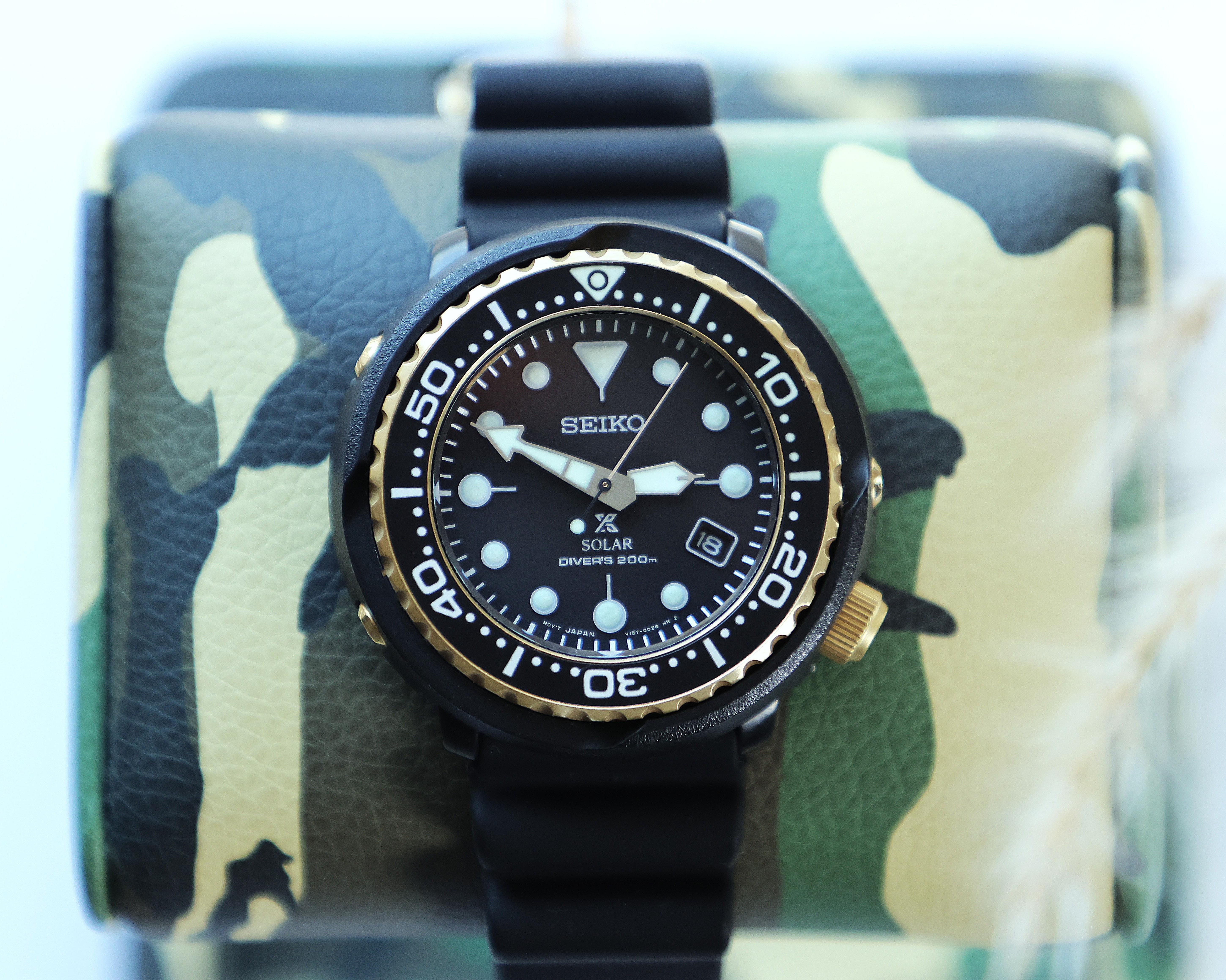 Seiko Prospex Tuna Solar Diver SNE498P1 Black Gold 200m Men's Watch