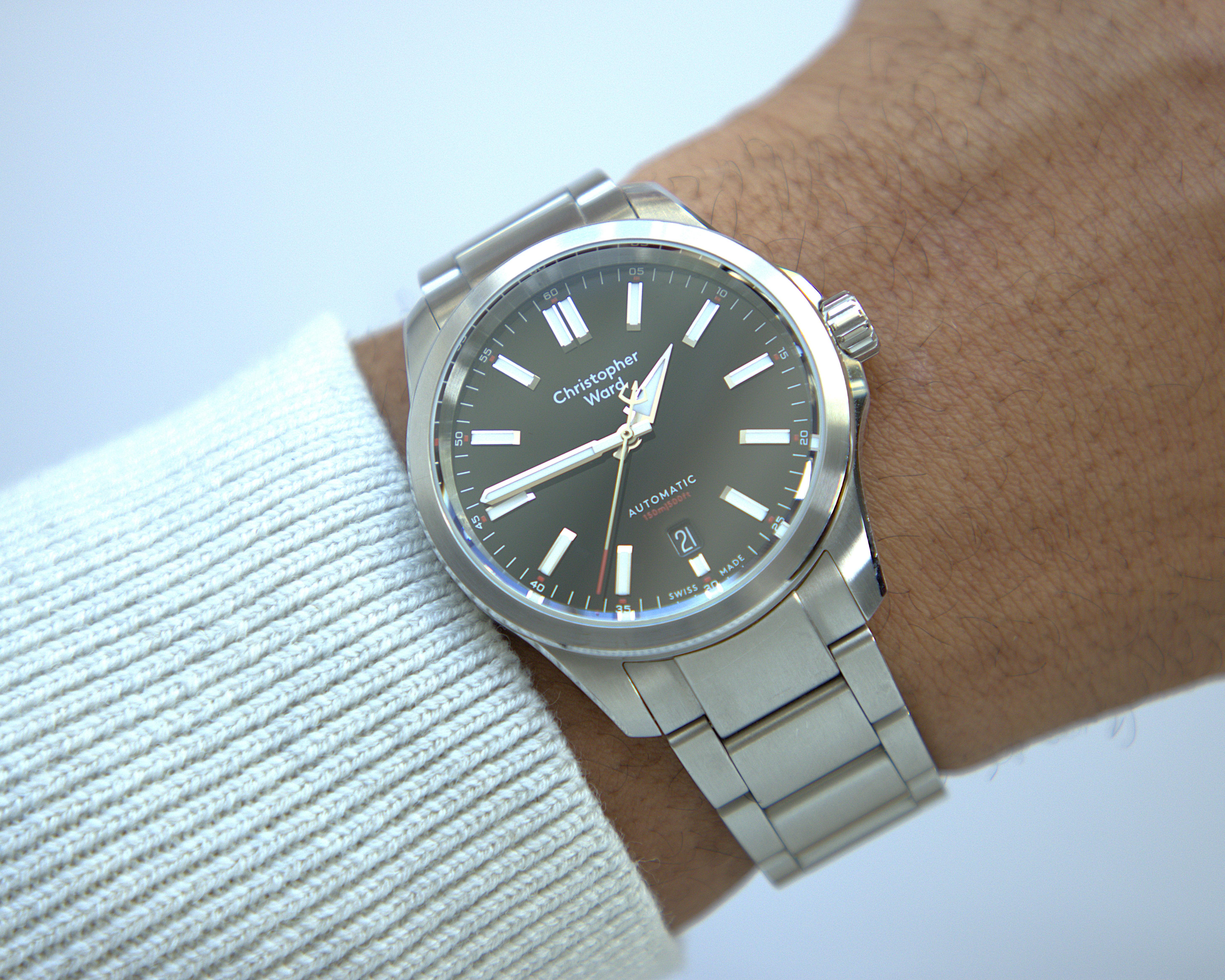 Christopher Ward C63 Sealander Black Dial Automatic Watch 39mm Case w/ Bracelet