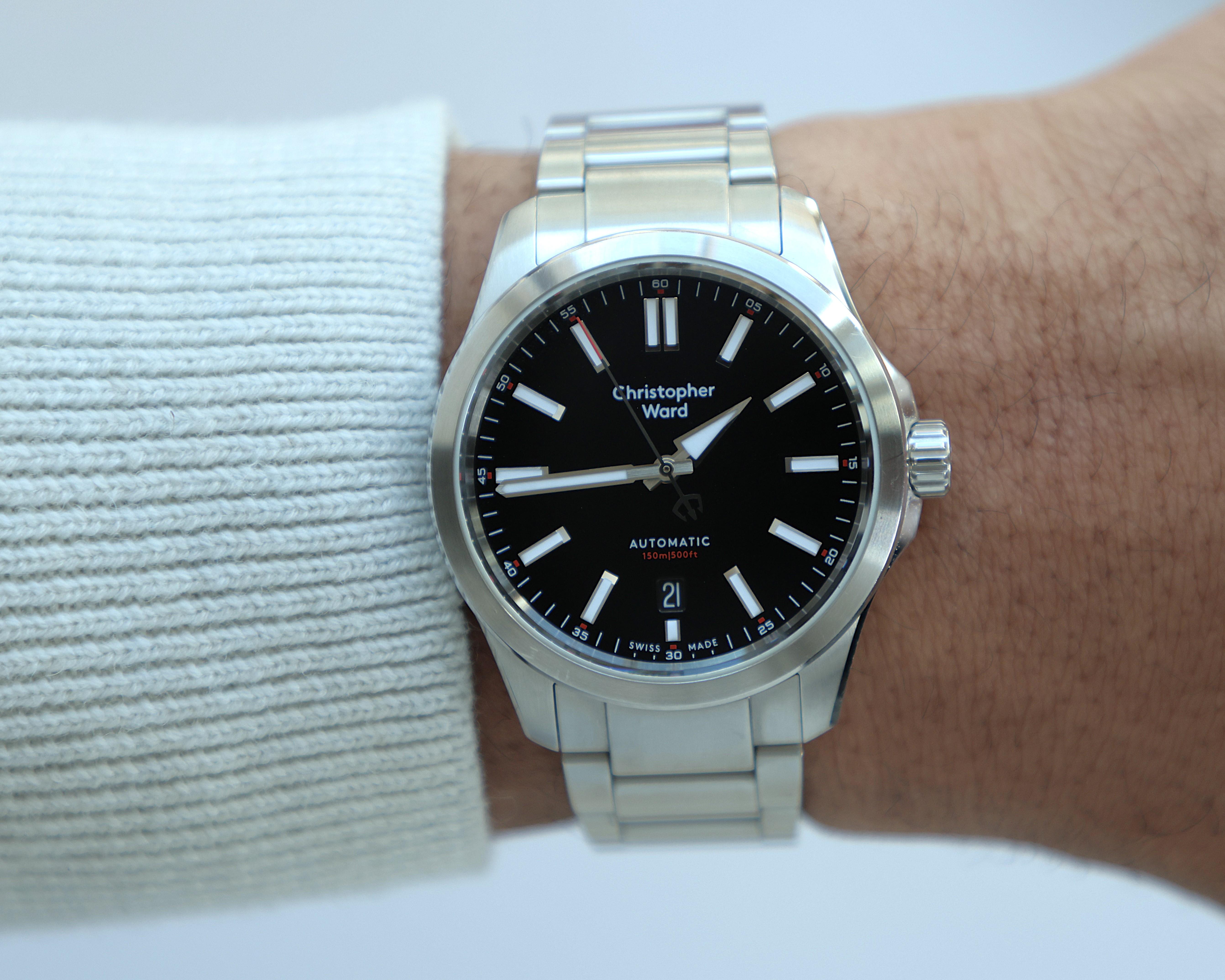 Christopher Ward C63 Sealander Black Dial Automatic Watch 39mm Case w/ Bracelet