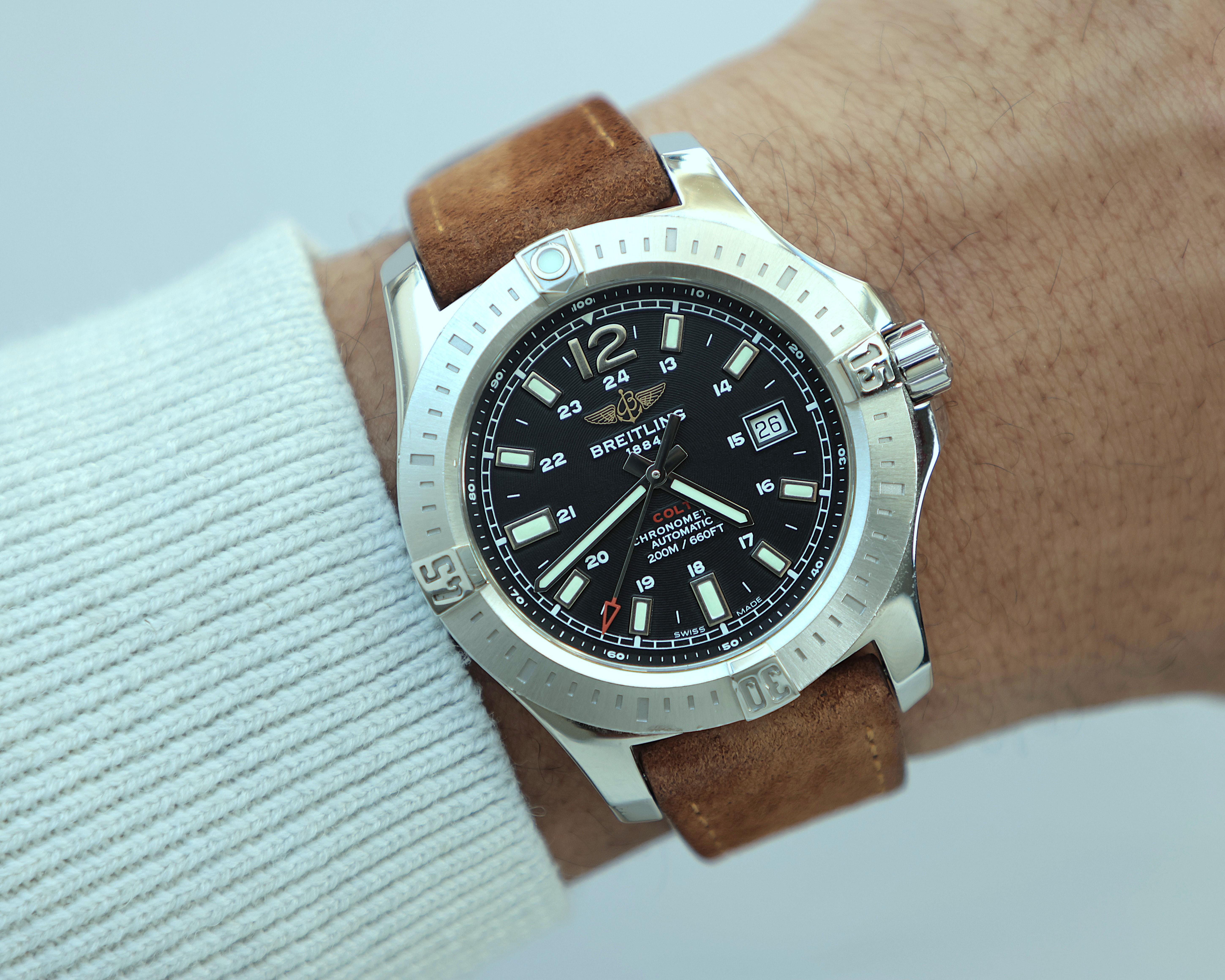 Breitling Colt Automatic 38mm A17388 Black Dial – Full Set – Serviced – COSC