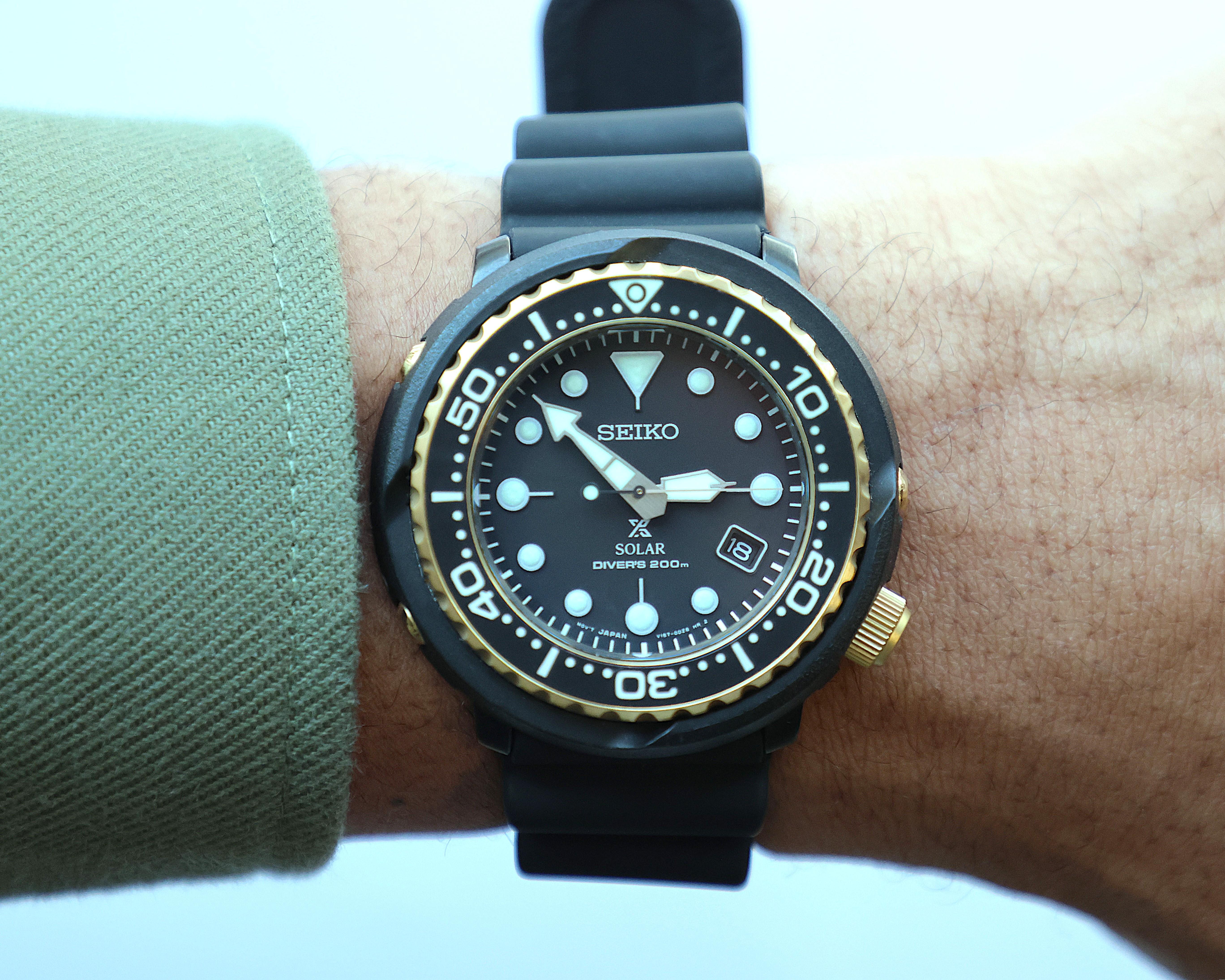 Seiko Prospex Tuna Solar Diver SNE498P1 Black Gold 200m Men's Watch