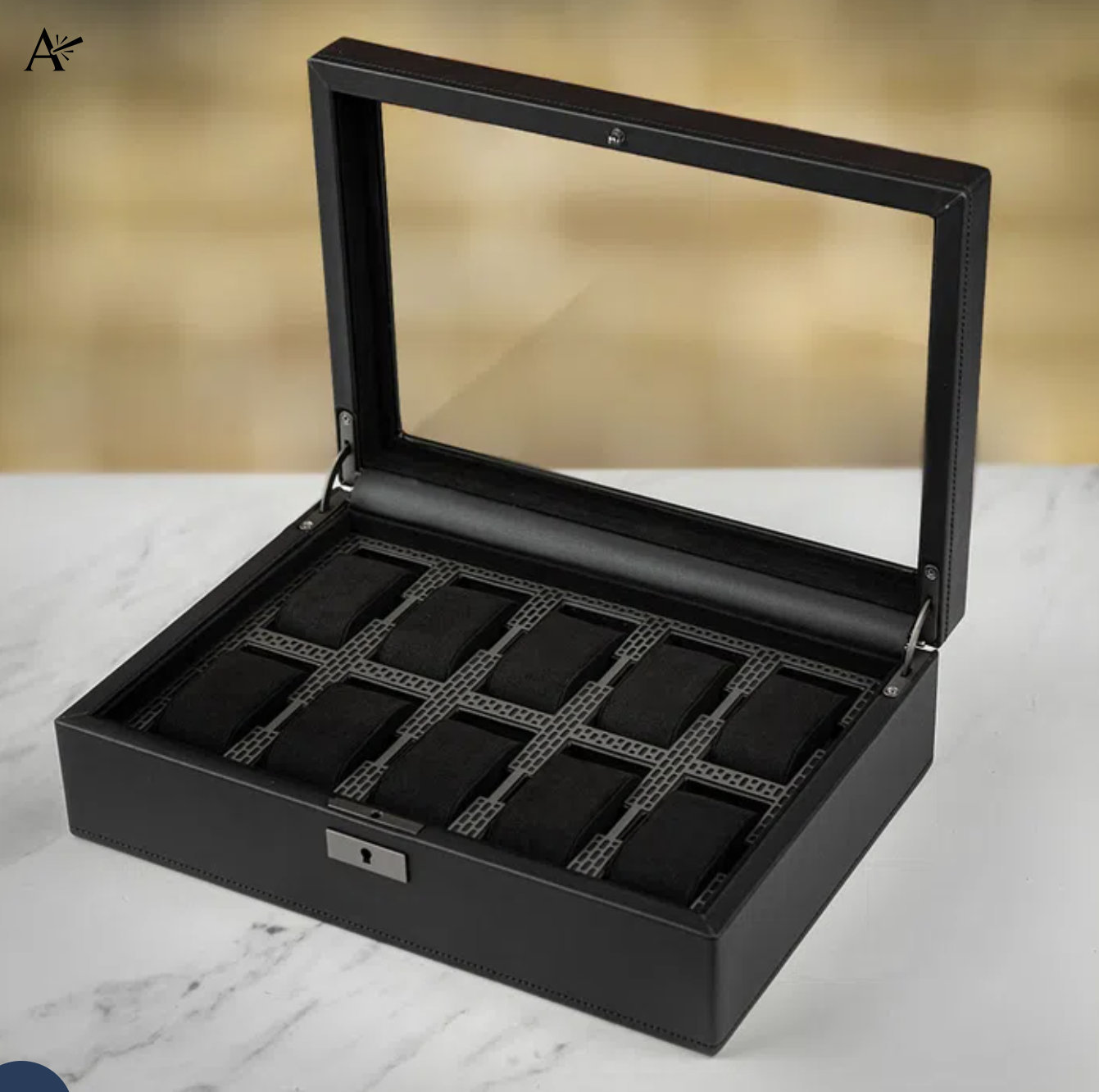 Wolf Axis 10 Piece Powder Coat Vegan Leather Watch Storage Case RRP £429