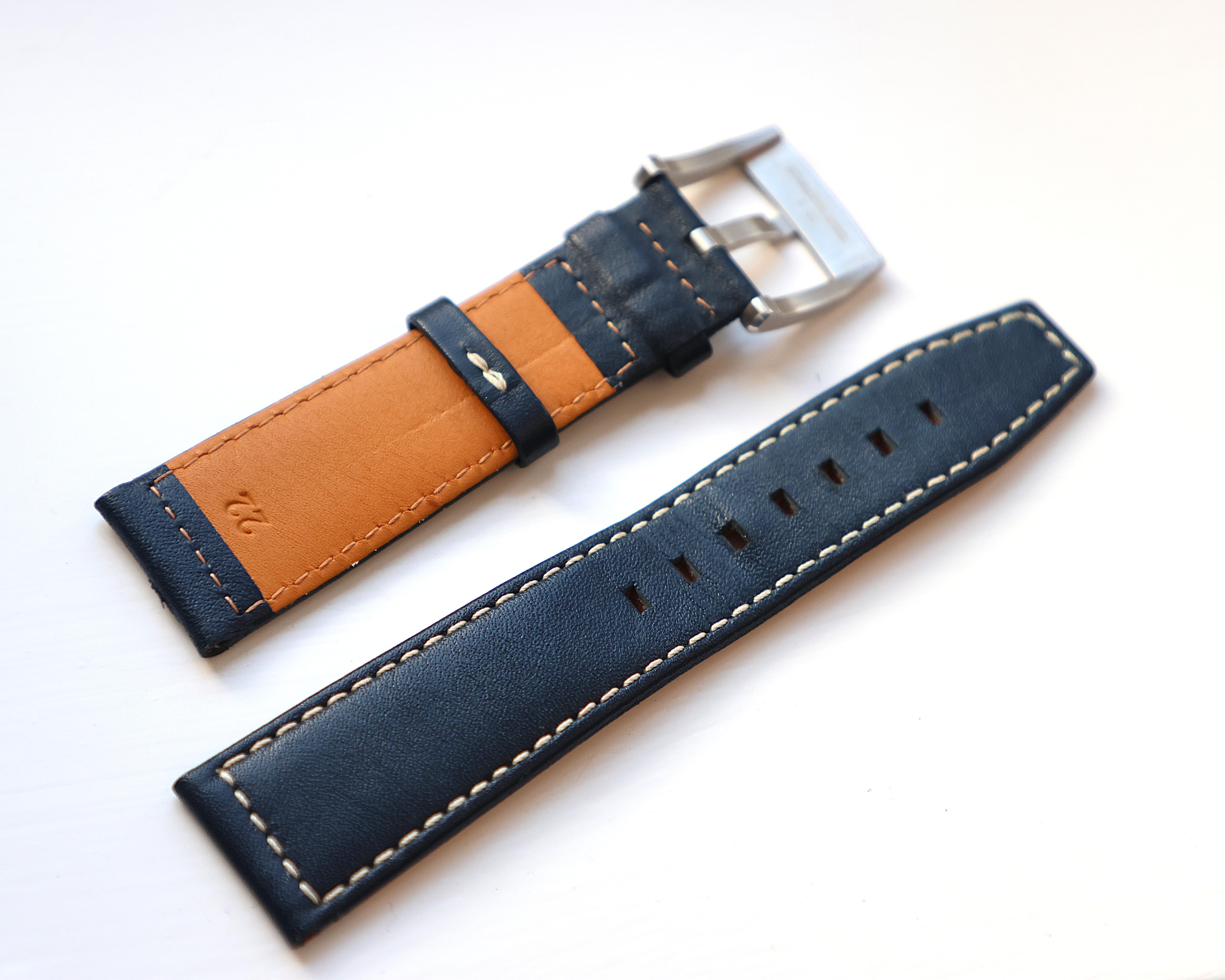 Longines Semi Matt Blue Calf Leather Strap 22mm