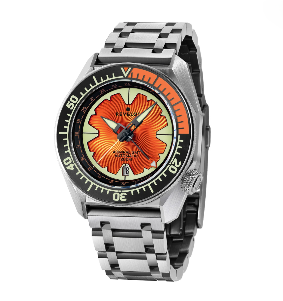 Revelot R10 Admiral GMT Molten Steel – Seiko NH34 Automatic Watch - RRP £312
