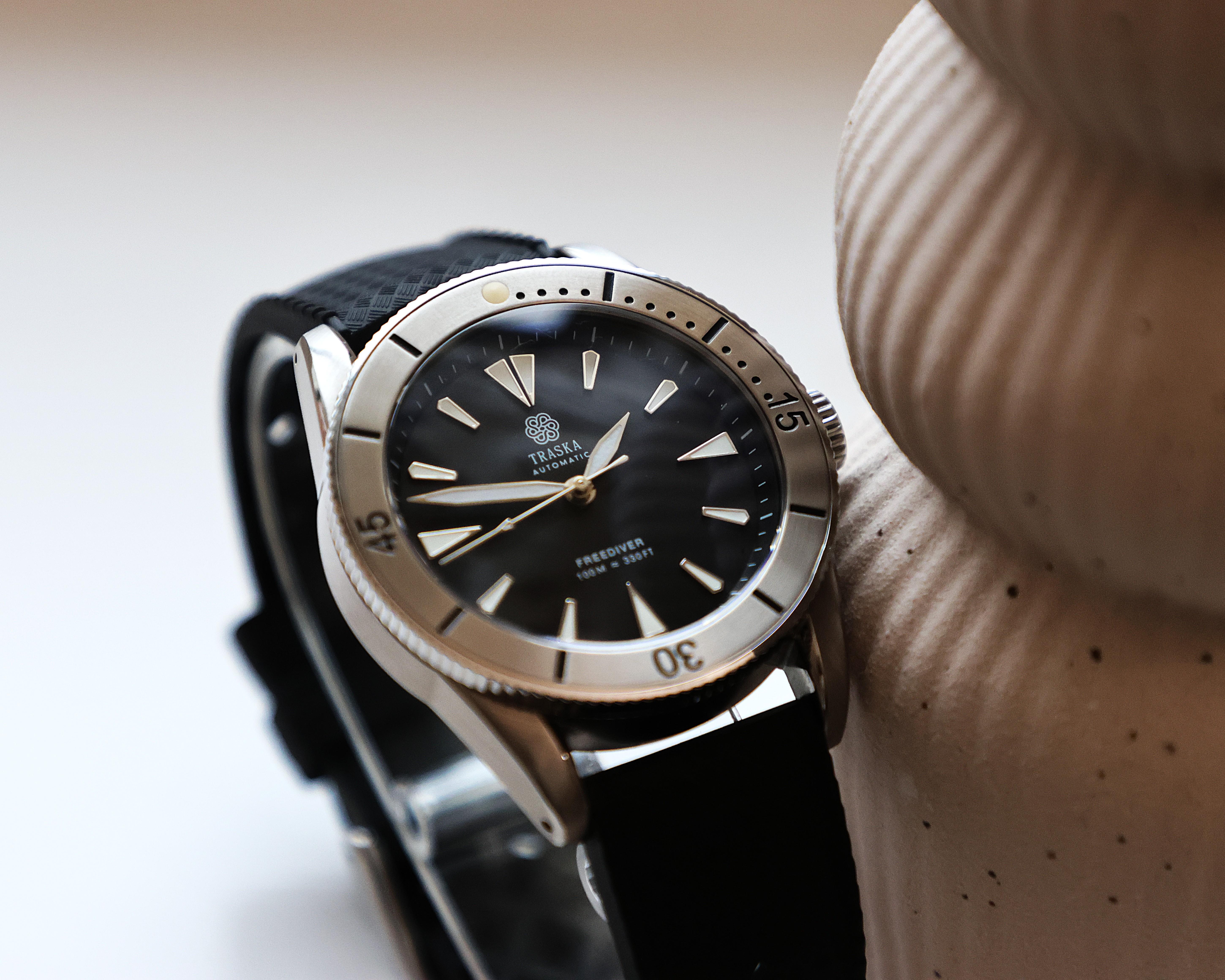 Traska Freediver V1 Automatic Men's Watch Black Dial