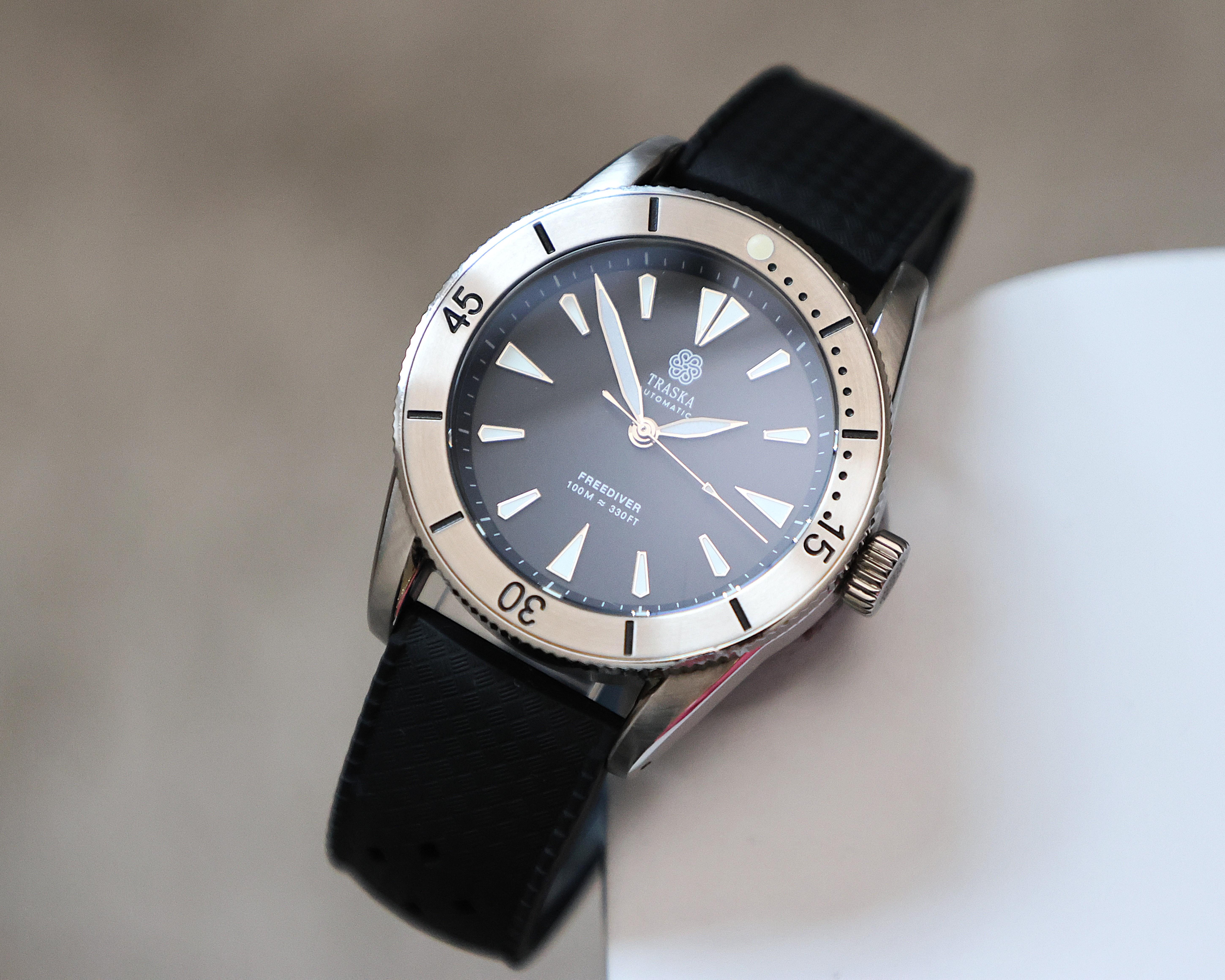 Traska Freediver V1 Automatic Men's Watch Black Dial