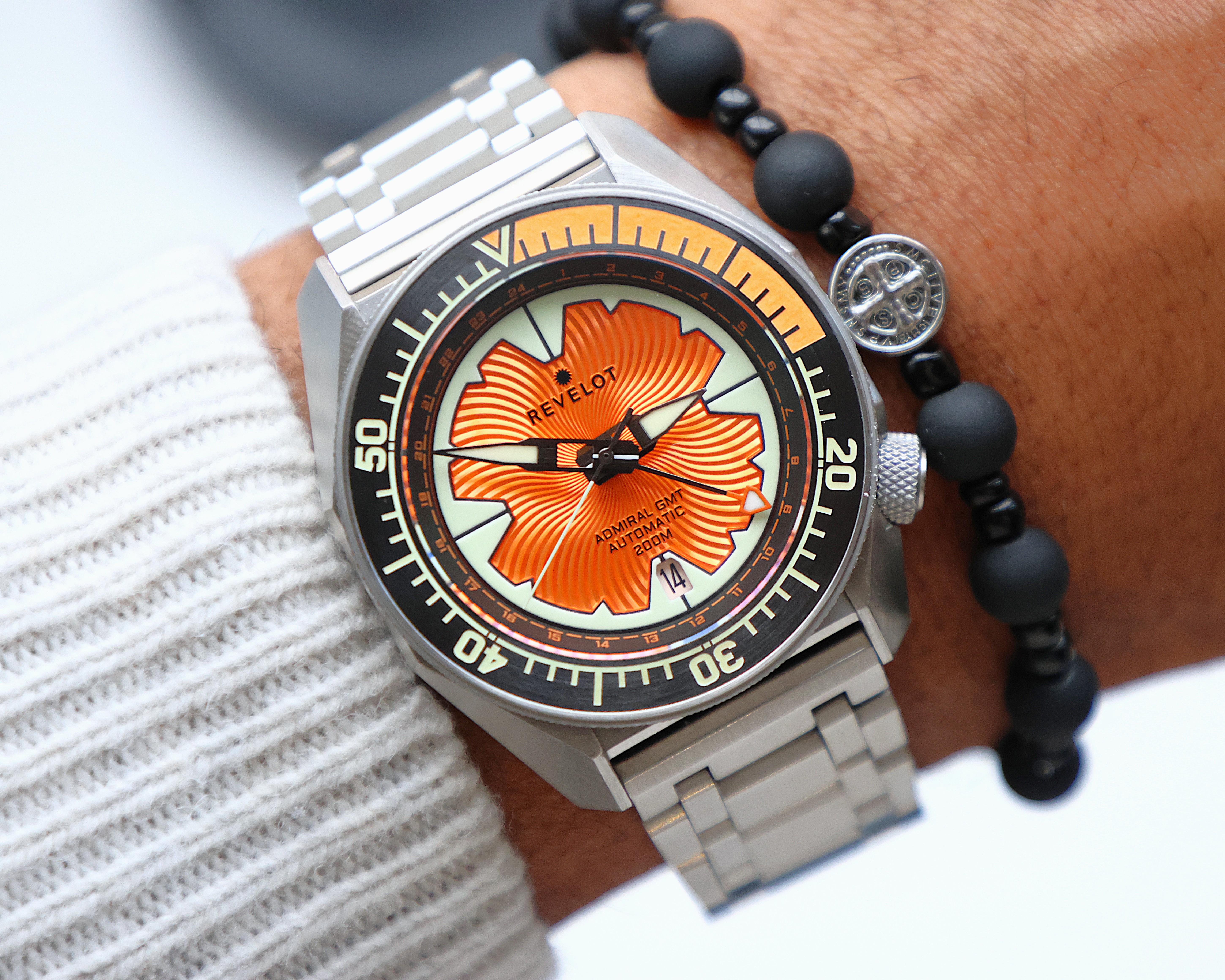 Revelot R10 Admiral GMT Molten Steel – Seiko NH34 Automatic Watch - RRP £312