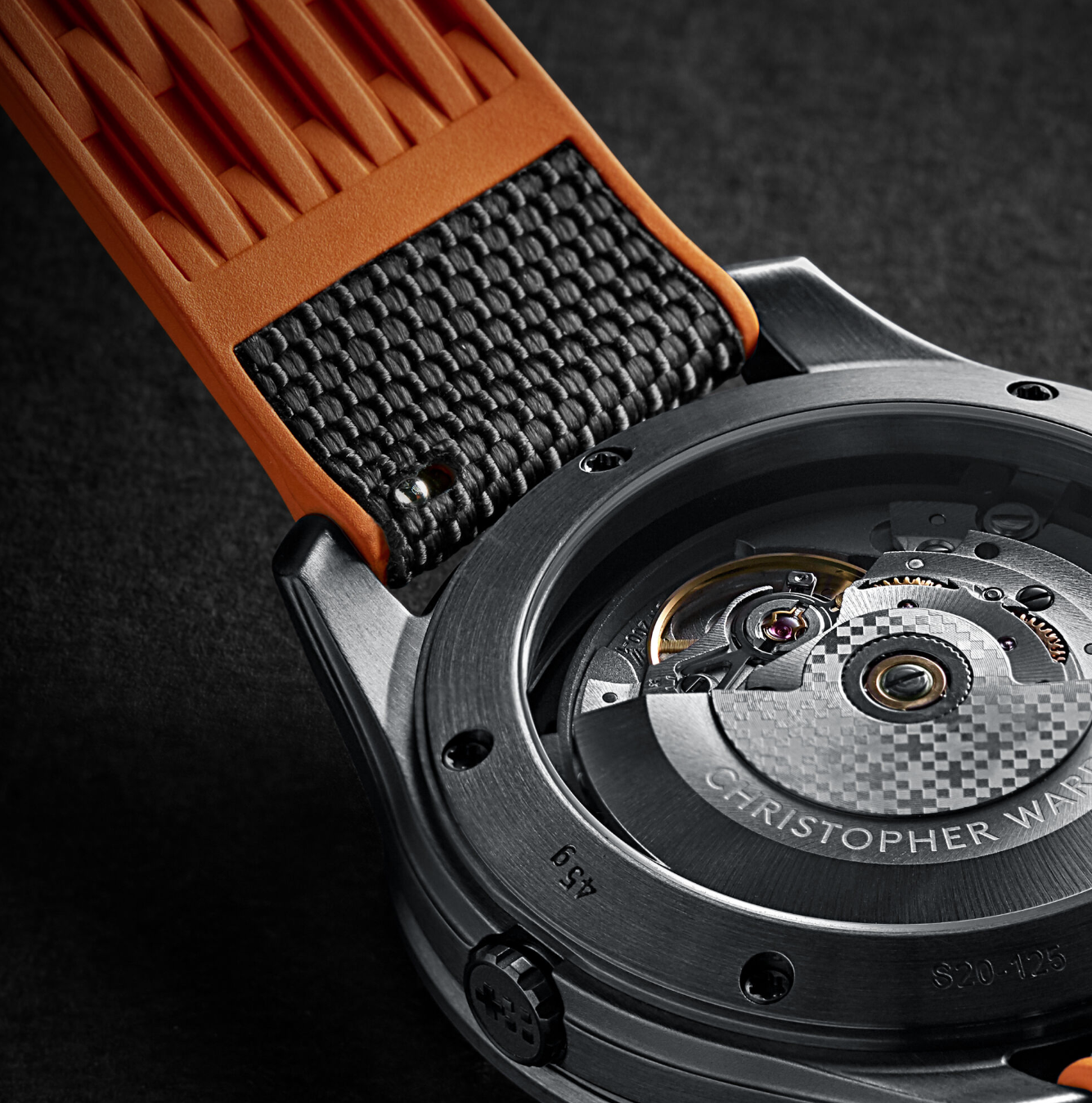Christopher Ward Strap Hybrid Rubber 22mm Black Orange