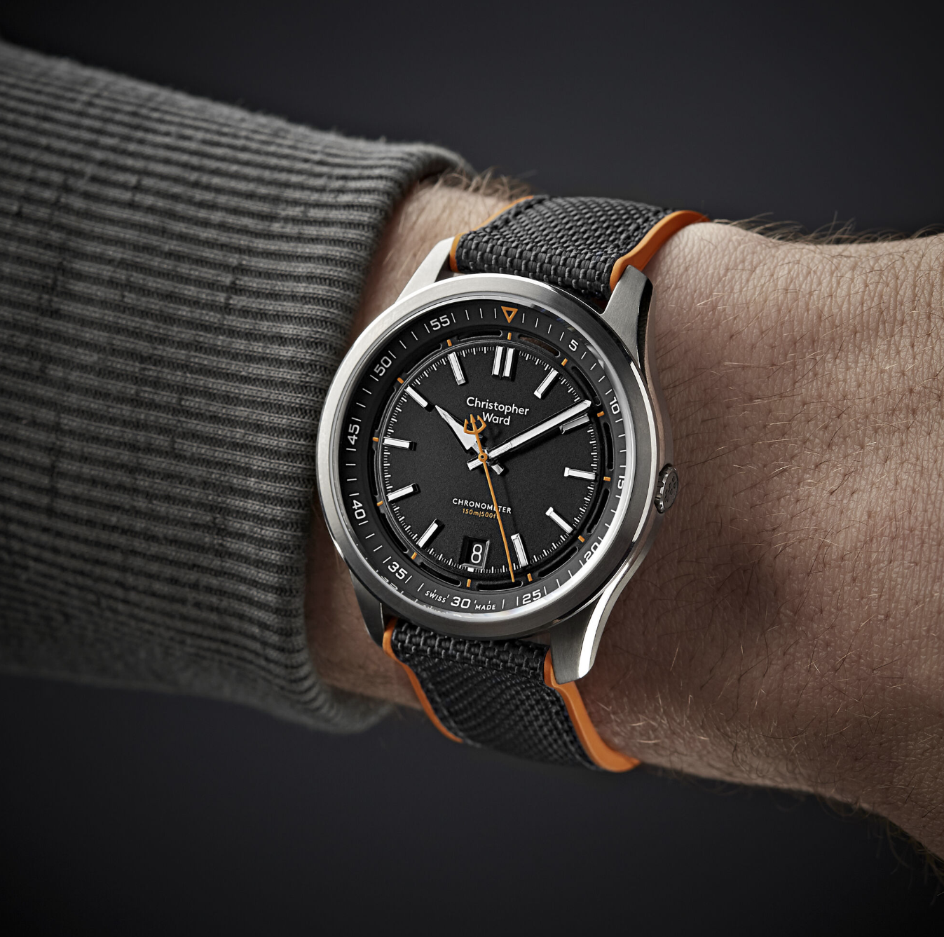 Christopher Ward Strap Hybrid Rubber 22mm Black Orange